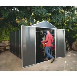 Rubicon Casetta Da Giardino in Policarbonato Ultra Resistente 378X185X217 cm Grigio Scuro-Canopia