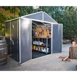Rubicon Casetta Da Giardino in Policarbonato Ultra Resistente 229X237X235 cm Grigio Scuro-Canopia Clearance