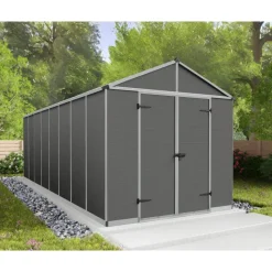 Rubicon Casetta Da Giardino in Policarbonato Ultra Resistente 602X237X235 cm Grigio Scuro-Canopia Best