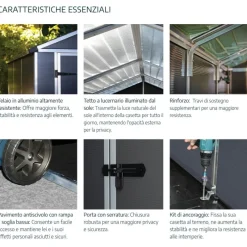 Rubicon Casetta Da Giardino in Policarbonato Ultra Resistente 602X237X235 cm Grigio Scuro-Canopia Best