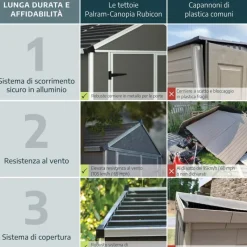 Rubicon Casetta Da Giardino in Policarbonato Ultra Resistente 377X237X235 cm Grigio Scuro-Canopia Outlet