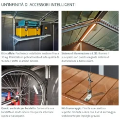 Rubicon Casetta Da Giardino in Policarbonato Ultra Resistente 303X185X217 cm Grigio Scuro-Canopia Outlet