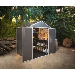 Rubicon Casetta Da Giardino in Policarbonato Ultra Resistente 154X185X217 cm Grigio Scuro-Canopia Hot
