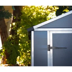 Rubicon Casetta Da Giardino in Policarbonato Ultra Resistente 303X185X217 cm Grigio Scuro-Canopia