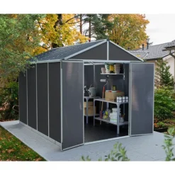 Rubicon Casetta Da Giardino in Policarbonato Ultra Resistente 303X237X235 cm Grigio Scuro-Canopia Hot