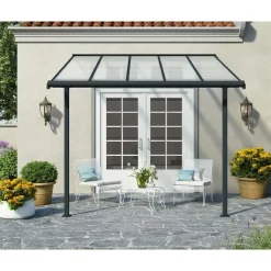 Sierra Pergola Addossata in Alluminio 3X3 m Grigio-Canopia Best