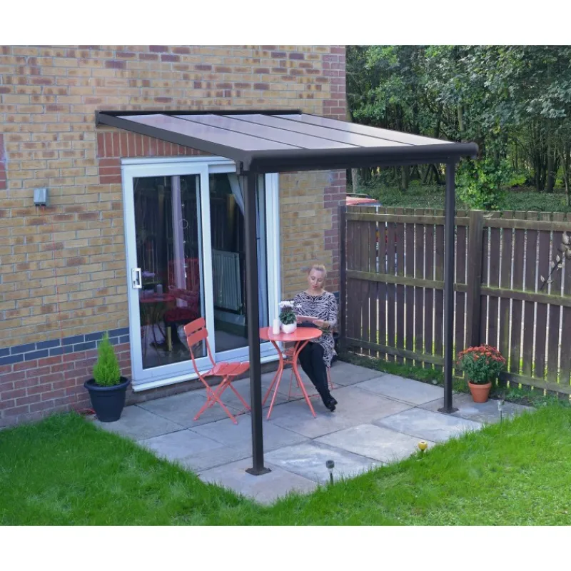 Sierra Pergola Addossata in Alluminio 2.3X2.3 m Grigio-Canopia Online