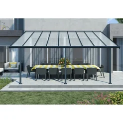 Sierra Pergola Addossata in Alluminio 3X5.6 m Grigio-Canopia Online