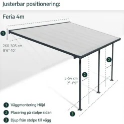 Sierra Pergola Addossata in Alluminio 2.3X4.5 m Grigio-Canopia Sale