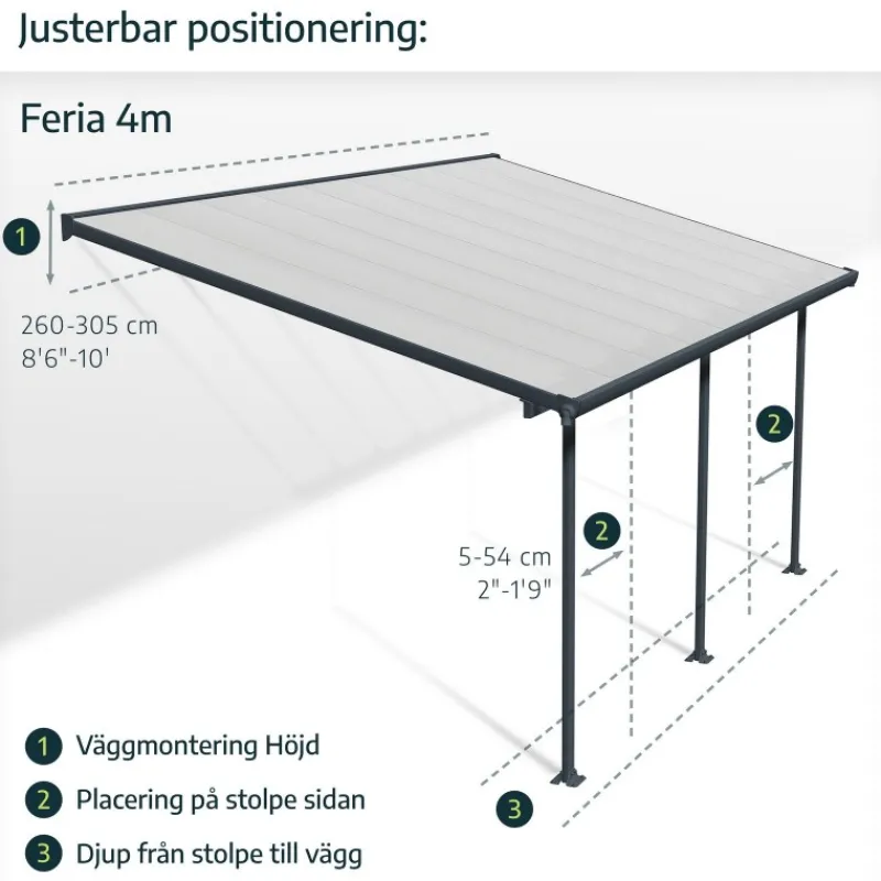 Sierra Pergola Addossata in Alluminio 2.3X4.5 m Grigio-Canopia Sale