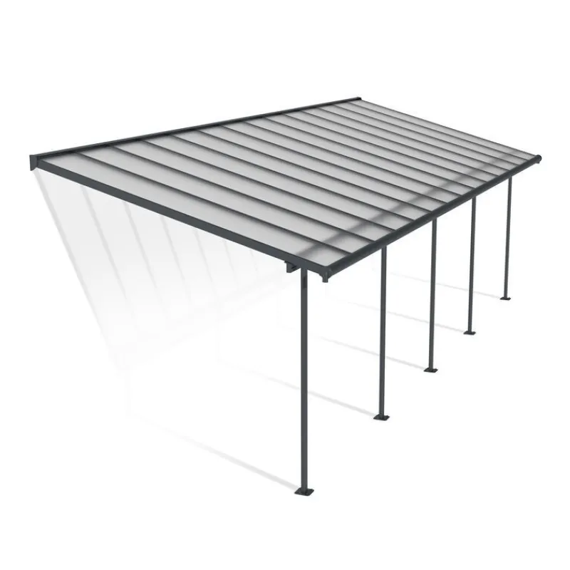 Sierra Pergola Addossata in Alluminio 3X8.6 m Grigio-Canopia Hot