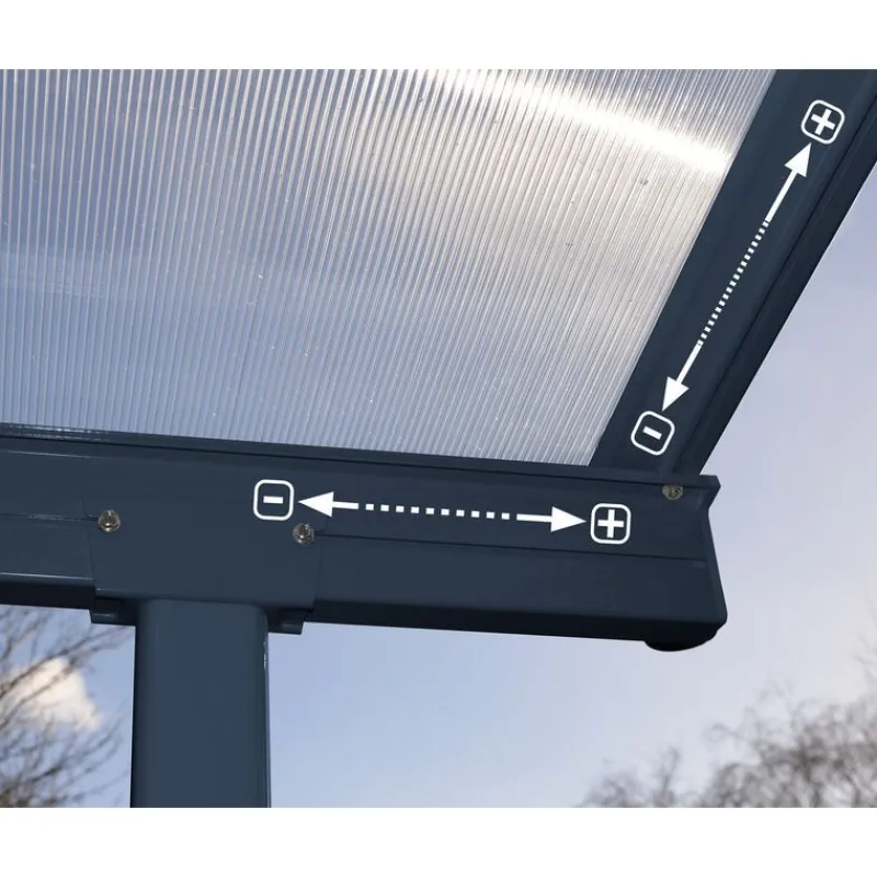 Sierra Pergola Addossata in Alluminio 3X8.6 m Grigio-Canopia Hot