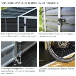 Skylight Casetta Da Giardino in Policarbonato 229X185X217 cm Grigio Scuro-Canopia Online