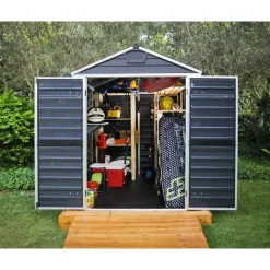 Skylight Casetta Da Giardino in Policarbonato 229X185X217 cm Grigio Scuro-Canopia Online