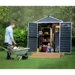 Skylight Casetta Da Giardino in Policarbonato 229X185X217 cm Grigio Scuro-Canopia Online