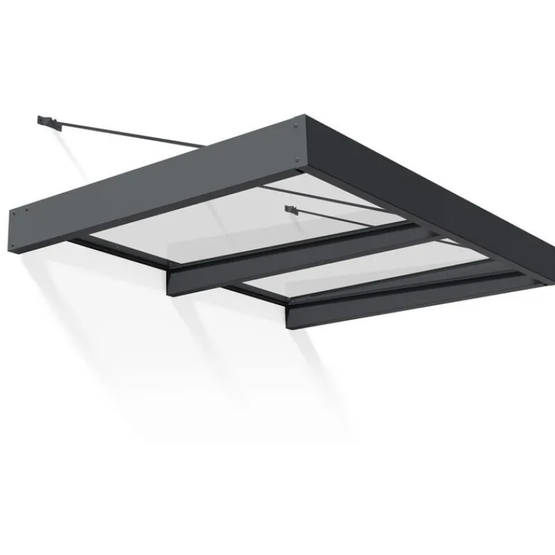 Sophia XL Pensilina Da Esterno 192X140X67 cm - Struttura Grigia Pannello Trasparente-Canopia Clearance