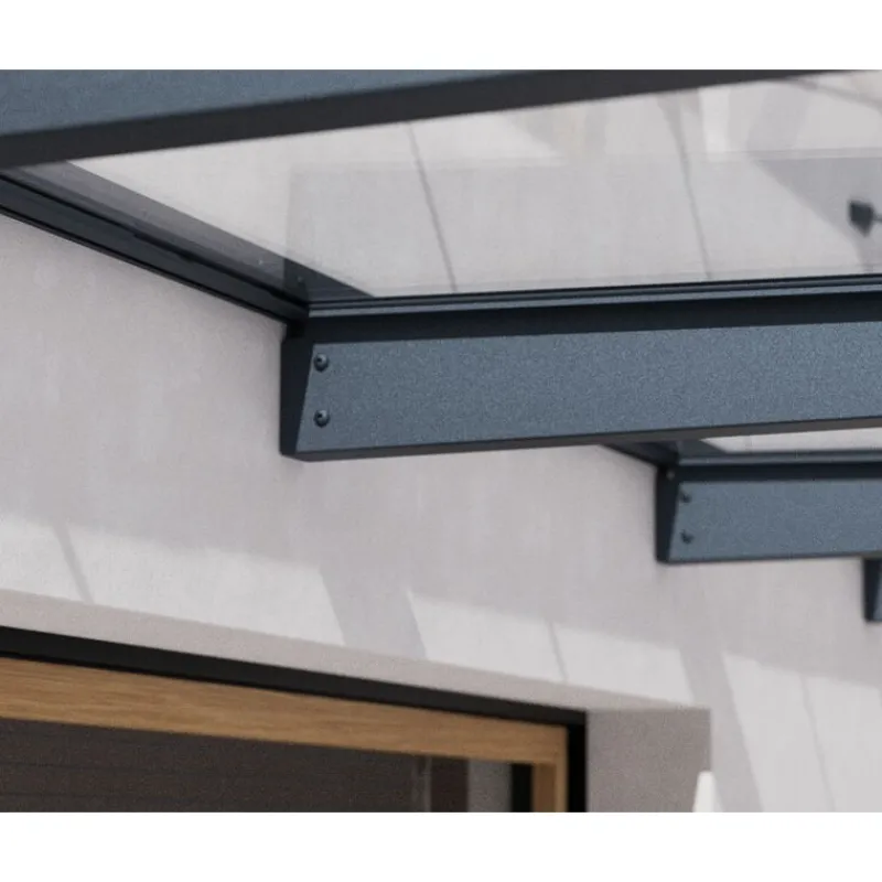 Sophia XL Pensilina Da Esterno 192X140X67 cm - Struttura Grigia Pannello Trasparente-Canopia Clearance