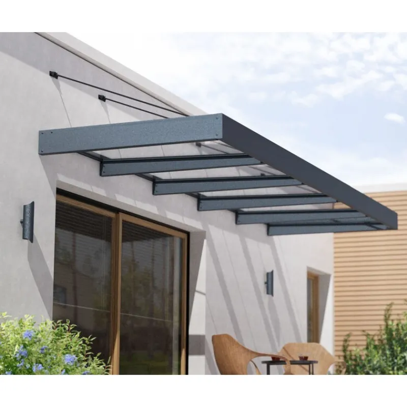 Sophia XL Pensilina Da Esterno 472X140X67 cm - Struttura Grigia Pannello Trasparente-Canopia New