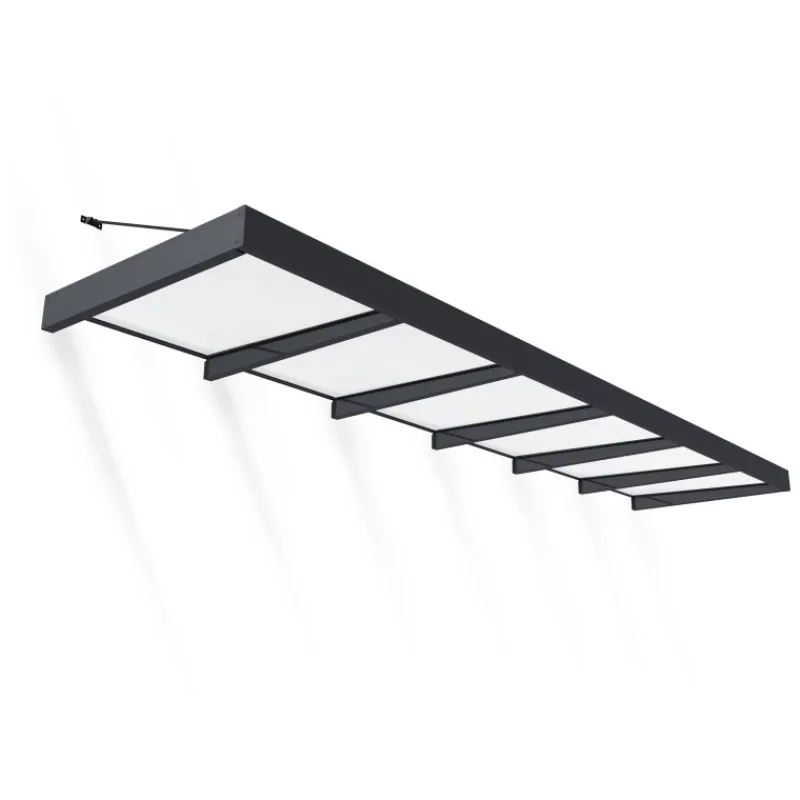 Sophia XL Pensilina Da Esterno 570X140 cm - Struttura Grigia Pannelli Opal Bianco-Canopia Outlet