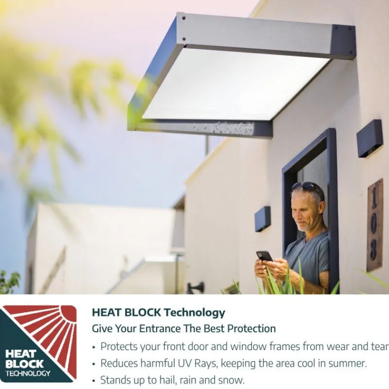 Sophia XL Pensilina Da Esterno 570X140 cm - Struttura Grigia Pannelli Opal Bianco-Canopia Outlet