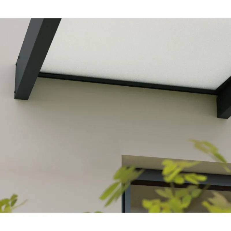 Sophia XL Pensilina Da Esterno 750X140 cm - Struttura Grigia Pannelli Opal Bianco-Canopia Online