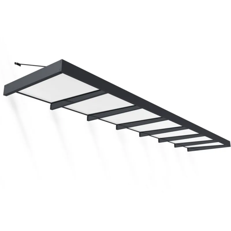 Sophia XL Pensilina Da Esterno 660X140 cm - Struttura Grigia Pannelli Opal Bianco-Canopia Outlet