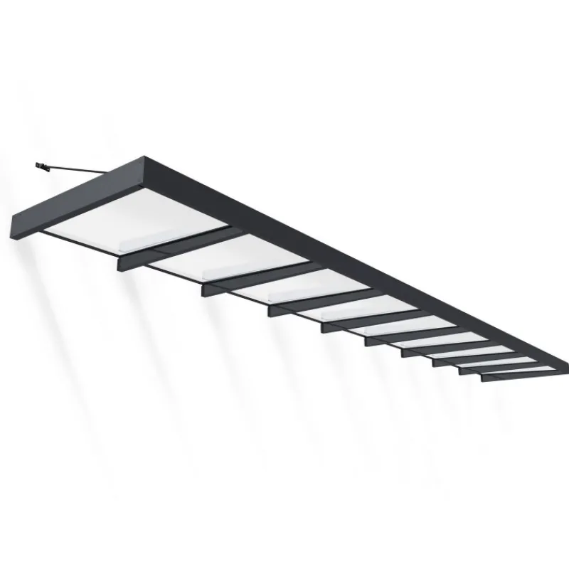 Sophia XL Pensilina Da Esterno 850X140 cm - Struttura Grigia Pannelli Opal Bianco-Canopia Discount