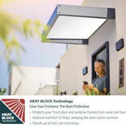 Sophia XL Pensilina Da Esterno 470X140 cm - Struttura Grigia Pannelli Opal Bianco-Canopia Outlet