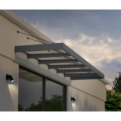 Sophia XL Pensilina Da Esterno 565X140X67 cm - Struttura Grigia Pannello Trasparente-Canopia New