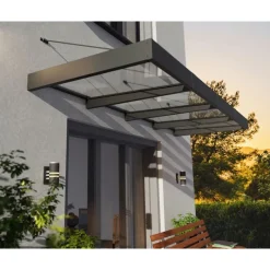 Sophia XL Pensilina Da Esterno 379X140X67 cm - Struttura Grigia Pannello Trasparente-Canopia Discount