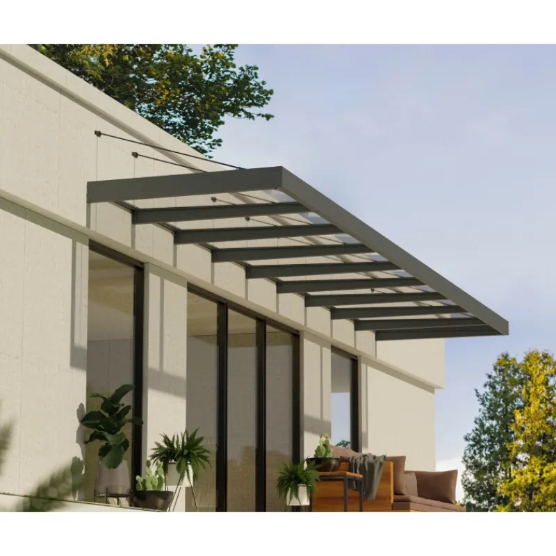 Sophia XL Pensilina Da Esterno 845X140X67 cm - Struttura Grigia Pannello Trasparente-Canopia Hot