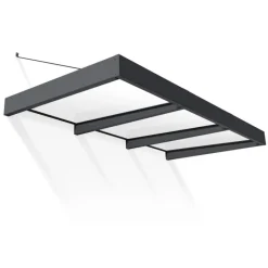 Sophia XL Pensilina Da Esterno 290X140 cm - Struttura Grigia Pannelli Opal Bianco-Canopia Outlet