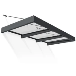 Sophia XL Pensilina Da Esterno 286X140X67 cm - Struttura Grigia Pannello Trasparente-Canopia Best