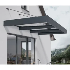 Sophia XL Pensilina Da Esterno 286X140X67 cm - Struttura Grigia Pannello Trasparente-Canopia Best