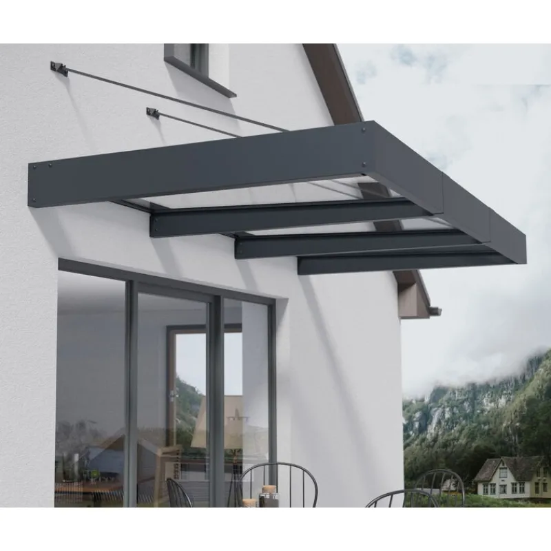 Sophia XL Pensilina Da Esterno 286X140X67 cm - Struttura Grigia Pannello Trasparente-Canopia Best