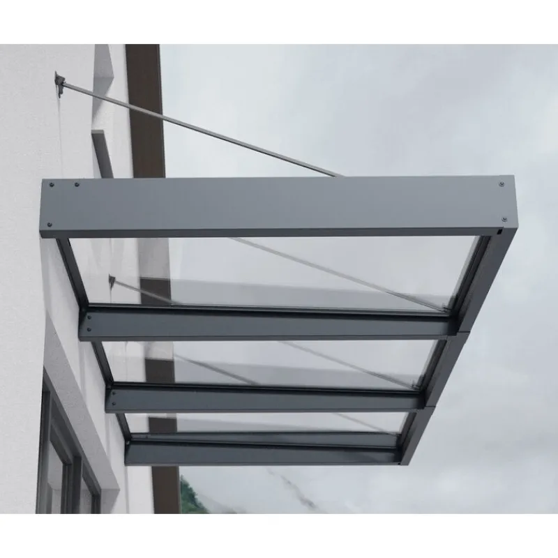 Sophia XL Pensilina Da Esterno 286X140X67 cm - Struttura Grigia Pannello Trasparente-Canopia Best