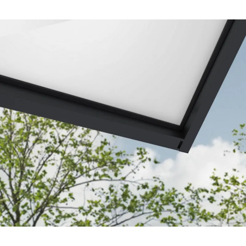 Sophia XL Pensilina Da Esterno 380X140 cm - Struttura Grigia Pannelli Opal Bianco-Canopia Outlet