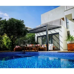 Stockholm Pergola Addossata in Alluminio di Premium 3.4X5.2 m Trasparente-Canopia Sale