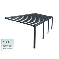 Stockholm Pergola Addossata in Alluminio di Premium 3.4X9.5 m Trasparente-Canopia