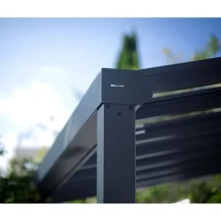 Stockholm Pergola Addossata in Alluminio di Premium 3.4X7.3 m Trasparente-Canopia