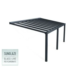 Stockholm Pergola Addossata in Alluminio di Premium 3.4X6.6 m Trasparente-Canopia New