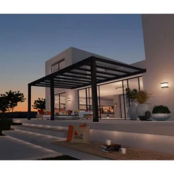 Stockholm Pergola Addossata in Alluminio di Premium 3.4X6.6 m Trasparente-Canopia New