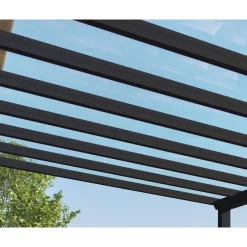 Stockholm Pergola Addossata in Alluminio di Premium 3.4X8 m Trasparente-Canopia Clearance