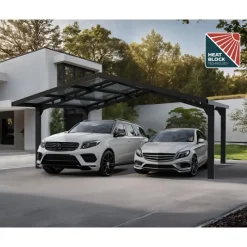 Sydney Carport Doppio Tetto Spiovente in Alluminio 6 X 6 m Nero-Canopia
