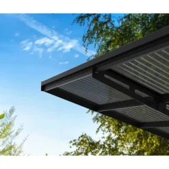Sydney Carport Doppio Tetto a V in Alluminio 6 X 6 m Nero-Canopia Best
