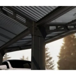 Sydney Carport Doppio Tetto a V in Alluminio 6 X 6 m Nero-Canopia Best