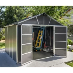 Yukon Casetta Da Giardino in Policarbonato 271X332X252 cm Grigio Pavimento Incluso-Canopia Hot