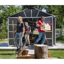 Yukon Casetta Da Giardino in Policarbonato 271X332X252 cm Grigio Pavimento Incluso-Canopia Hot