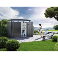 Casetta da Giardino in Metallo HIGHLINE 6 con Porta a Due Battenti-Biohort Online