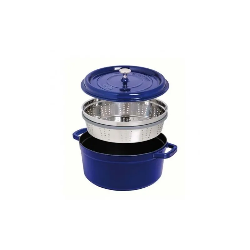 Cocotte con Cestello 26 cm Blu Scura in Ghisa-Staub Best